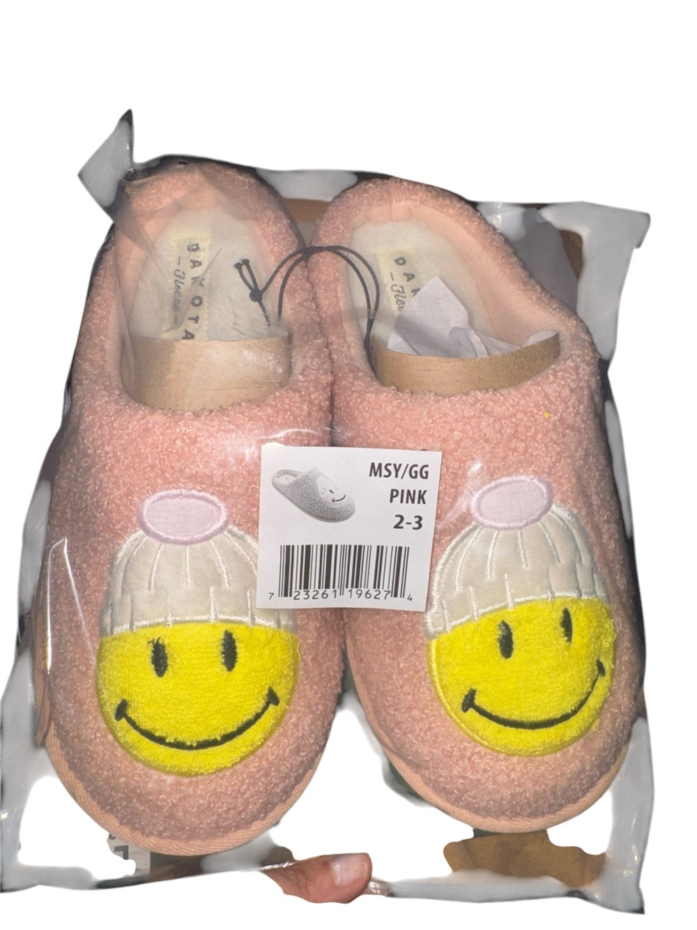 Dakota Kids Pink Smiley Face Slippers